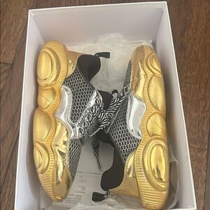 Moschino Gold and Black Sneakers